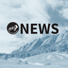 City of Boulder logo and image of flatirons with the word NEWS