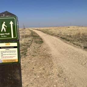 Vesper Trail sign welcomes visitors to new path