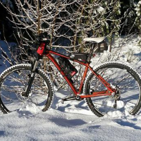 Bike in a winter snow landscape