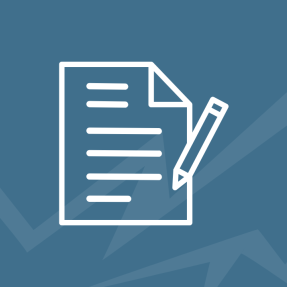 Pen and Paper Icon on Blue Background