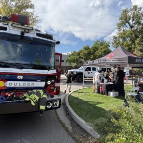 Fire engine and tent 