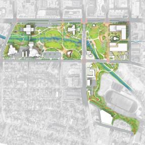 Site plan of the Civic Area in downtown Boulder where potential development opportunities exist.