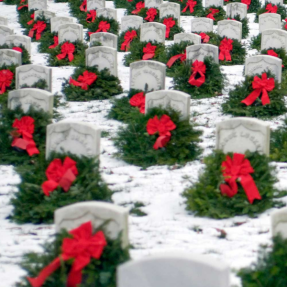Wreaths on cemetery 