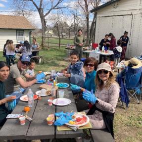 Several people enjoying a picnic at Wonderland Lake.