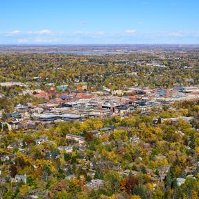 Aerial view of Boulder's downtown