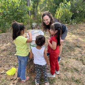 Kids at Growing Up Boulder butterfly release