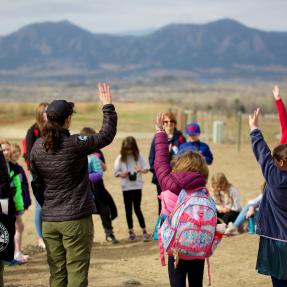children on nature field trip with OSMP rangers