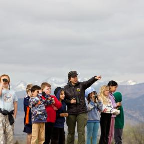 Children on nature hike with ranger