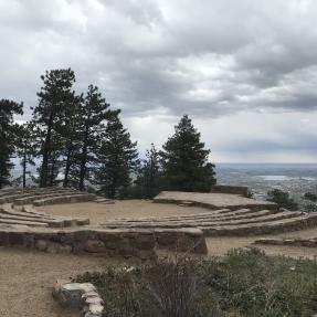 The ramp ends at the top of the lower level of stone seats in the Sunrise Amphitheater