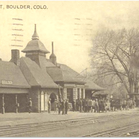 Crowd at Depot. Circa 1900-1919.