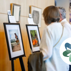 Community members at an art exhibition