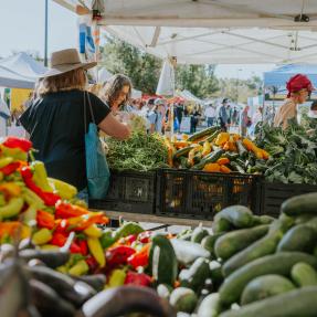 Attendees of the Boulder County Farmers Market shopping for produce