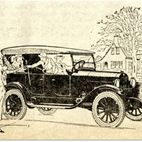 Rocky Mountain News illustration of old automobile.