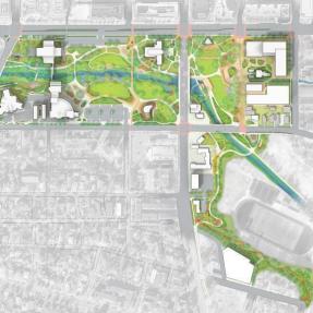 Map showing area of East Bookend Development, adjacent to Boulder Creek Park