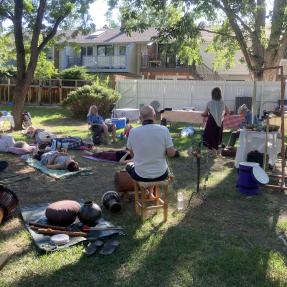 Neighbors enjoying a sound bath